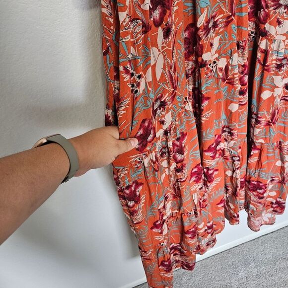 NWT Natural Life | Rebecca Midi Dress Orange Tropical Floral, Womens XL - Picture 8 of 11